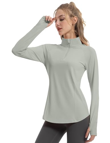 FKEEP WOMEN'S SUN SHIRTS LONG SLEEVE UPF 50+ TOP WITH HOLES GRAYISH GREEN S - Like New