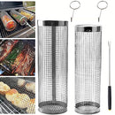 ZSFLZS 2PCS Rolling Grilling Basket Outdoor Network Mesh Cylinder 12.2" + 11.8" - Brand New