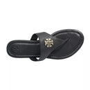48255 TORY BURCH JOLIE FLAT THONG TUMBLED LEATHER SANDAL BLACK SIZE 9.5 - Like New
