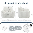 GERICCO GIANT PLUSH BEAN BAG CHAIR FOR ADULTS WITH ARMRESTS - BEIGE - Brand New