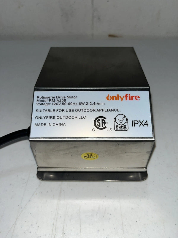 ONLYFIRE IPX4 ROTISSERIE DRIVE MOTOR RM-A206 TESTED WORKS - STAINLESS STEEL - Like New