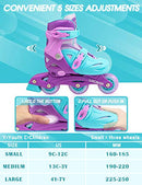 LOCAVUN INLINE SKATES GIRLS KIDS ROLLER SKATES LIGHT UP WHEELS PURPLE/LIGHT BLUE - Like New