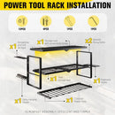 Power Tool Organizer Wall Mount - 300Lbs Load 3 Layers Storage Rack with 7 Drill - Brand New
