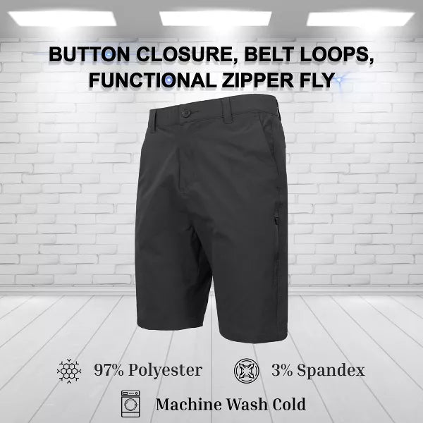 JUMP START MEN’S 6-POCKET ALL MOTION STRETCH UTILITY SHORTS - SIZE 34 - BLACK - Brand New