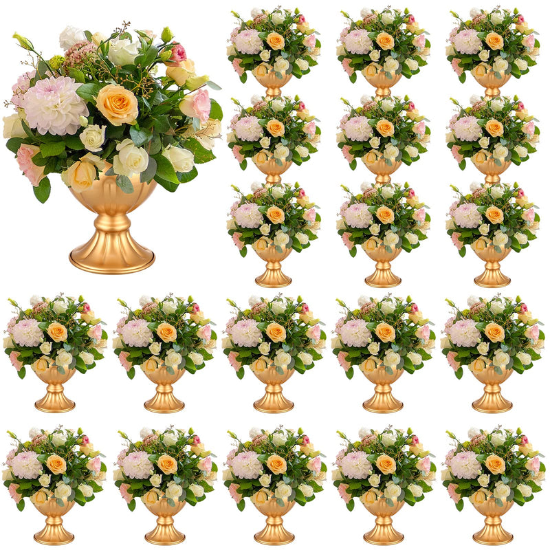 Rtteri - 20 PCS Mini Gold Metal Vase Wedding Flowers Gold 5.1inch Tall - Brand New