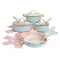 PARIS HILTON EPIC POTS PANS SET MULTI LAYER COATING TEMPERED GLASS LIDS, AQUA - Like New