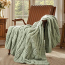 AHJF022300565 AMELIE HOME CABLE KNIT CHENILLE THROW BLANKET 50x60 SAGE GREEN - Brand New