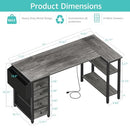 LUFEIYA L SHAPED GAMING DESK WITH DRAWERS STORAGE SHELVES 55 INCH CORNER - GRAY - Like New