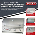 BULL BBQ OUTLAW 30-INCH 4-BURNER BUILT PROPANE GAS GRILL, 26038 - SILVER - Like New