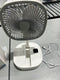 GENERIC SQUARE TELESCOPING FOLDING FAN - WHITE AND GRAY - Like New
