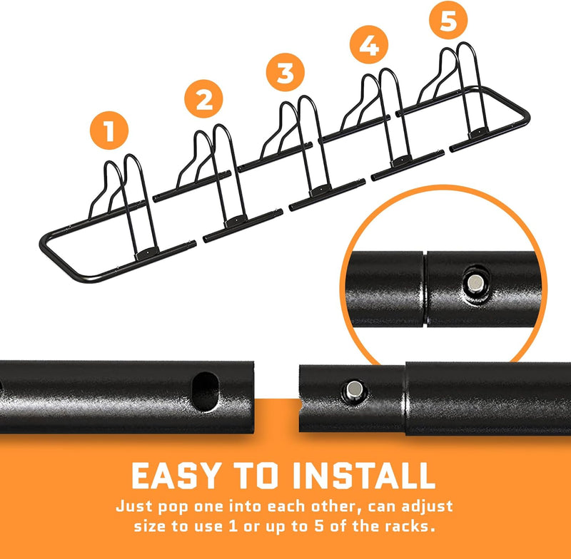 ACELETIQS BIKE STAND FLOOR INDOOR BIKE RACK, 1-5 BIKE - BLACK - Like New