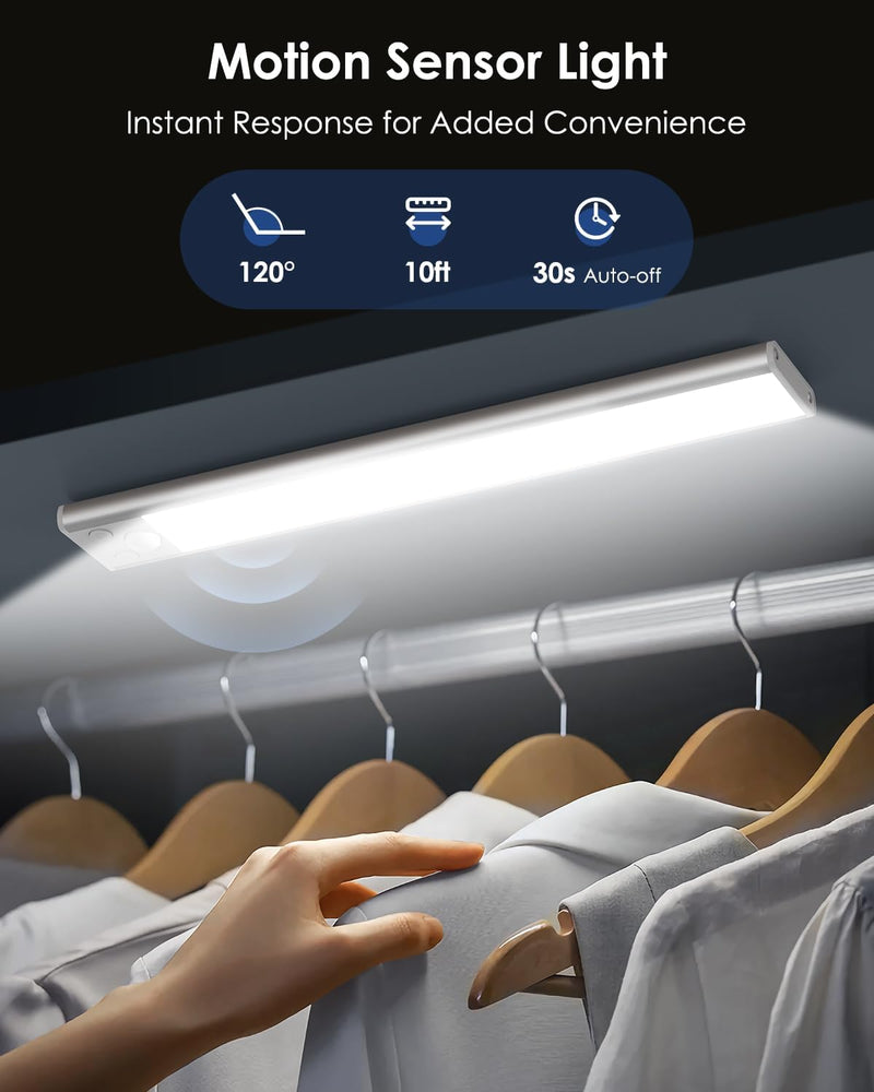 VERRON 14IN UNDER CABINET LIGHTING 3200MAH BATTERY POWERED CLOSET LIGHTS 3-PACK - Like New