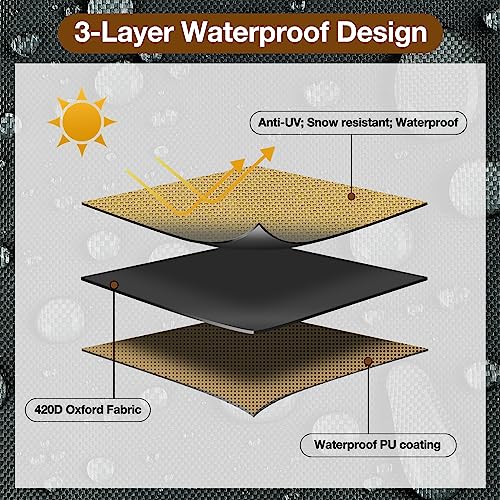 GREENER PATIO FURNITURE COVERS WATERPROOF OUTDOOR TABLE WIND-PROOF BEIGE - Like New