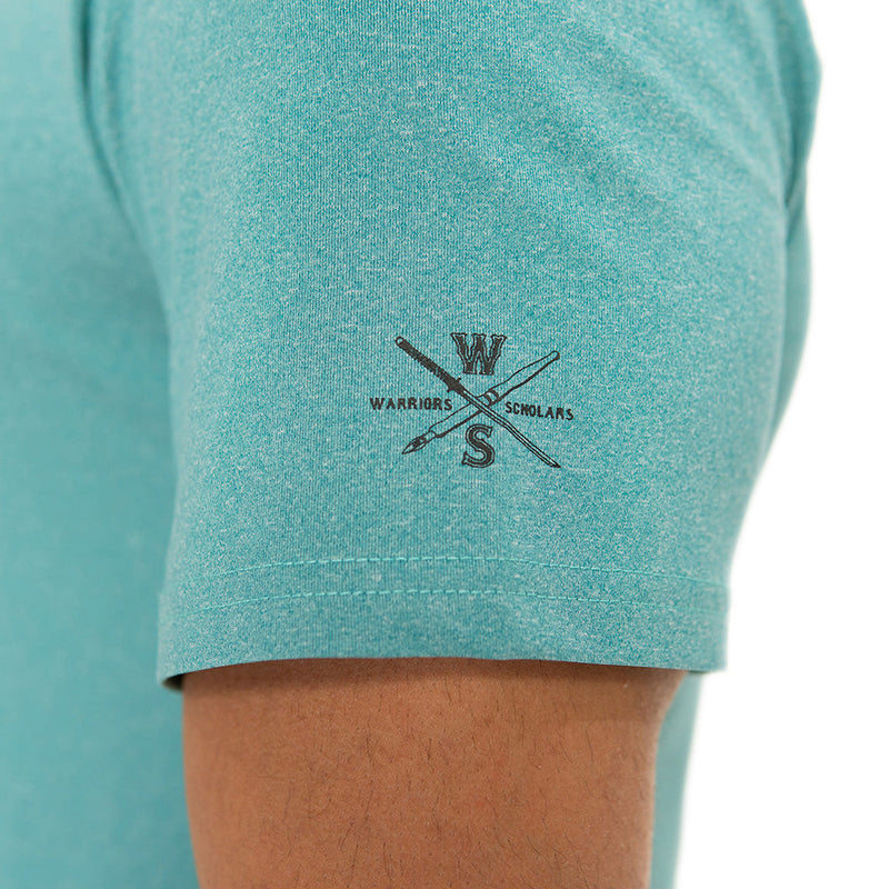 WARRIORS & SCHOLARS FAIRWAY S/S ACTIVE POLO - SIZE: MEN M - STONE BLUE - Brand New