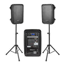 KNOX GEAR DUAL SPEAKER AND MIXER SET–PORTABLE 8” 300 WATT DJ PA SYSTEM - BLACK Like New