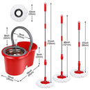 Spin Mop and Bucket with Wringer Set, 3 Microfiber Mop Heads, 61" Handle - Brand New