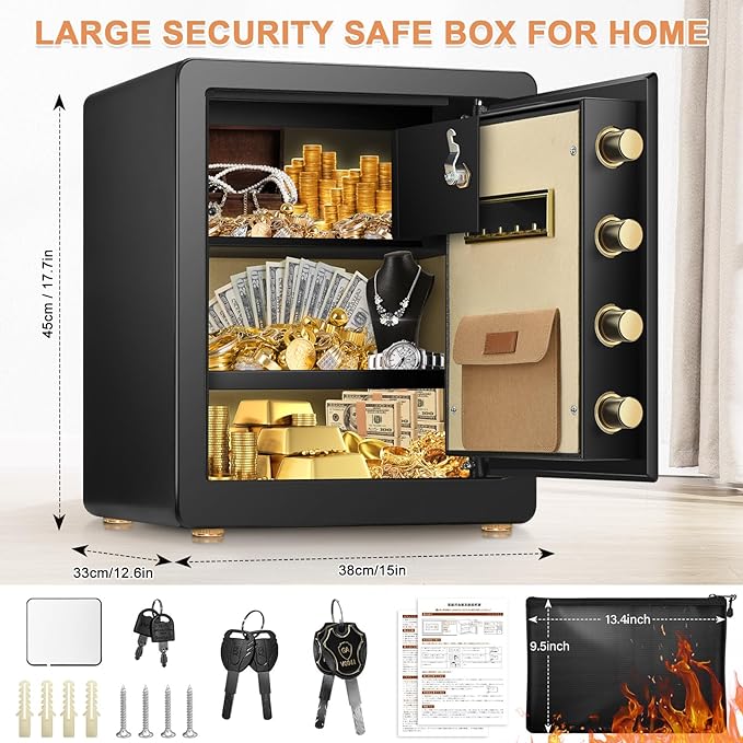 RXUJYC ‎7D-9C5I-TPEO 2.3 Cub Home Safe Fireproof Waterproof - Gold/Black - Like New