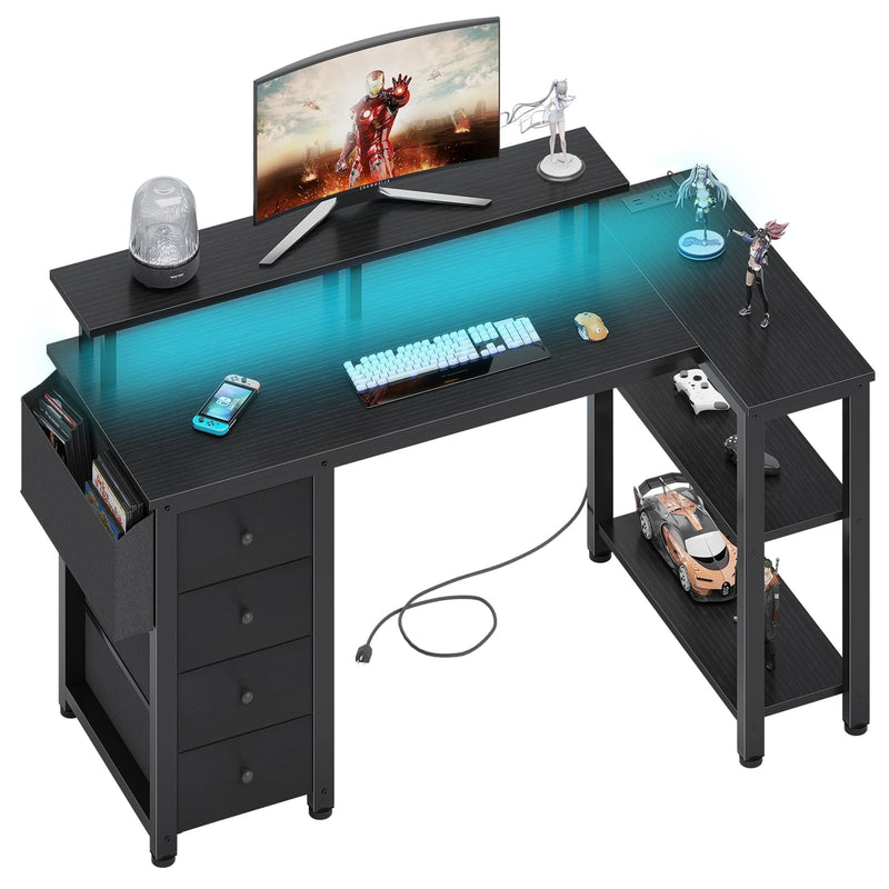 LUFEIYA BLACK L SHAPED DESK 47 INCH WRITING STUDY COMPUTER - Scratch & Dent