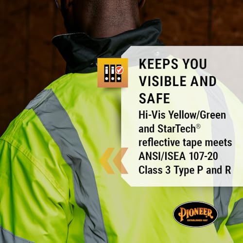 PIONEER HI VIS BOMBER MEN WATERPROOF REFLECTIVE ANSI CLASS 3 WINTER RAIN JACKET - Brand New