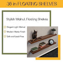 Floating Shelves 36 inches Long (Set of 2) - Walnut Shelves - Brand New