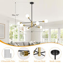 BESLOWE 431" 8-LIGHT MODERN MID CENTURY CHANDELIER JP2034-8BK - BLACK/GOLD - Like New