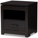Baxton Studio Bienna 1 Drawer Nightstand Wenge Brown B07DMQRK1C - NEW - Brand New