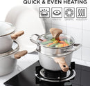 Country Kitchen Nonstick Induction Cookware Sets 11 Piece - Cream - Like New