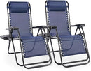 Chaise Lounge Chair Outdoor Set of 2 Oversized Zero Gravity Chair Blue - Brand New