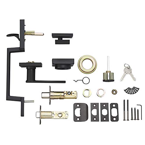 AMAZON BASICS FRONT DOOR LOCK SET HANDSET STAMFORD LEVEL CYLINDER - BLACK - Like New