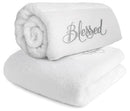 MORANG & CO Large Bath Towel, 100% Cotton, Blessed Series (Pack of 2) - White - Brand New