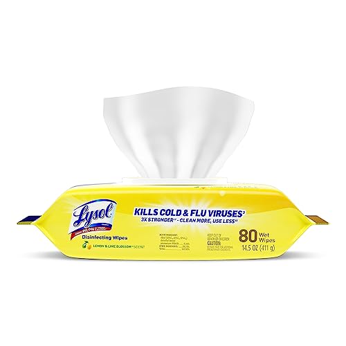 LYSOL DISINFECTING WIPES LEMON & LIME BLOSSOM FLATPACK, 80 CT, 4119 (PACK OF 1) - Brand New