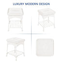 Outdoor White Wicker End Table - Brand New