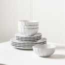Earth & Clay Phoenix 12Pcs Stoneware Dinnerware Set and Bowls, 4, White - Brand New