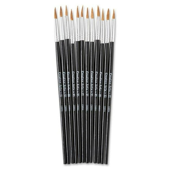CHARLES LEONARD WATER COLOR POINTED BRUSHES - SIZE 4 - PACK OF 12 - Brand New