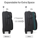 Hanke Expandable Softside Carry Luggage, Rolling Suitcase Spinner Wheels-Black - Brand New