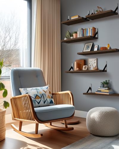 AMADA HOMEFURNISHING - Rustic Farmhouse Wall Shelves Set of 6 - Rustic Brown - Like New