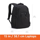 AMAZON BASICS TRAVEL LAPTOP BACKPACK FOR 15.6 INCH LAPTOP - BLACK - Like New