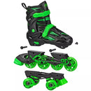 ROLLER DERBY GREEN WIRE KIDS' QUAD COMBO SKATES - YOUTH 3-6 - BLACK/GREEN - Like New