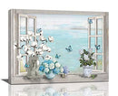 Cotton Hydrangea Bathroom Wall Art Farmhouse Flower Butterfly Pictures Floral - Brand New