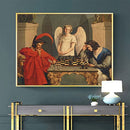 Faust And Mephistopheles Playing Chess Print Poster Vintage Painting - Unframed - Brand New