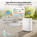 ANDTE 80 PINTS DEHUMIDIFIER FOR HOME BASEMENT COVERS UP TO 1,800 SQ. FT - WHITE - Like New