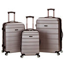 ROCKLAND MELBOURNE HARDSIDE EXPANDABLE LUGGAGE WHEELS 3-PIECE SET, SILVER - Brand New