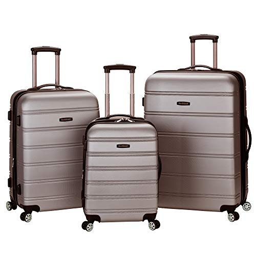 ROCKLAND MELBOURNE HARDSIDE EXPANDABLE LUGGAGE SPINNER WHEELS 3 PC - SILVER - Like New