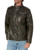 LEVI'S MENS VINTAGE DEER FAUX LEATHER SHERPA MILITARY JACKET BIG & TALL - XL - Like New