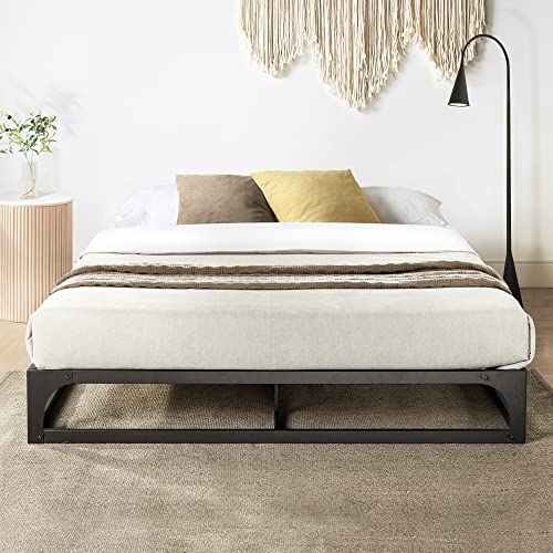 Mellow 9" Meta Platform Bed Frame, Heavy Duty Steel Slat Mattress, Queen - BLACK - Like New