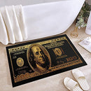 100 Dollar Bill Rugs Black Gold Bathroom Runner Rug Non-Slip 24”x36” B092M3YD4P - Brand New