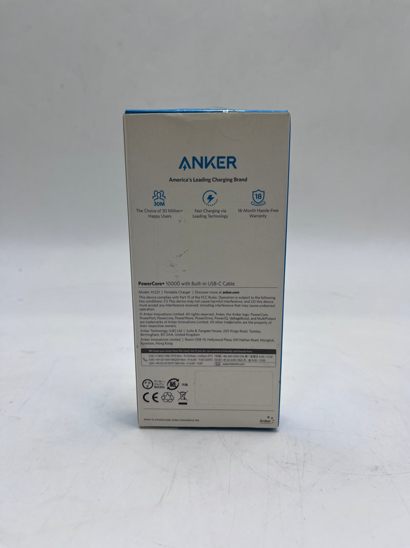 ANKER POWERCORE+ 10000 WITH BUILT-IN USB-C CABLE - BLACK - Like New