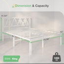 Novilla 18 Inch King Size Bed Frame with Headboard, White Metal Platform - Like New