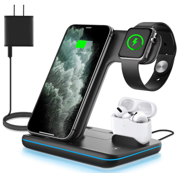 WAITIEE Wireless Charger 3 in 1 Fast Charging Station for Apple BLACK Z5S Like New