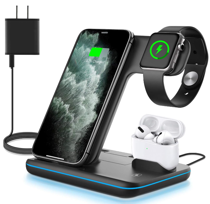 WAITIEE Wireless Charger 3 in 1 Fast Charging Station for Apple - Scratch & Dent